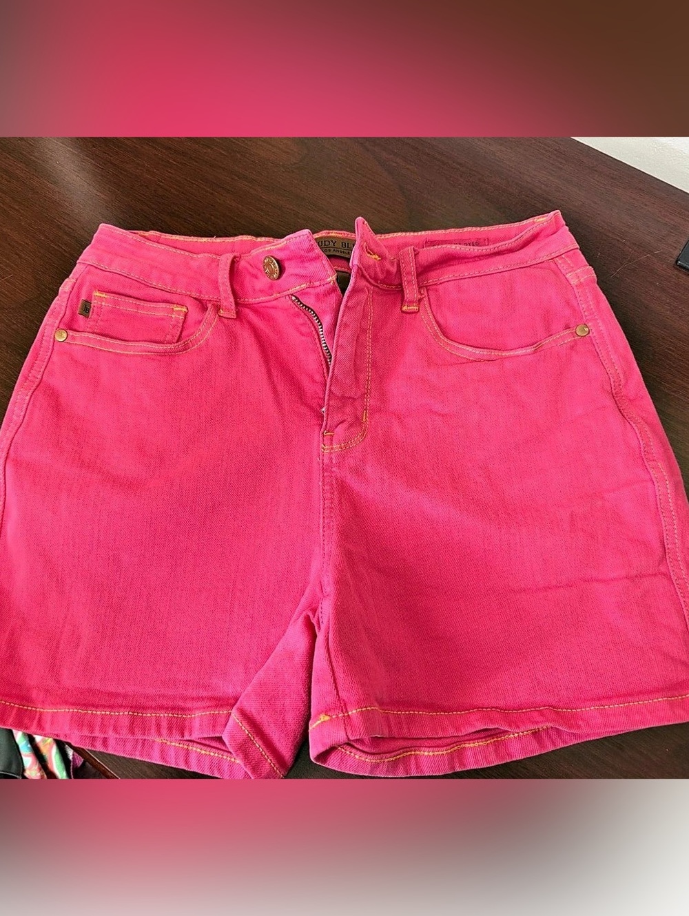 Judy Blue Garment Dyed Pink Denim Shorts Jean Shorts in Pink Size Large Like New